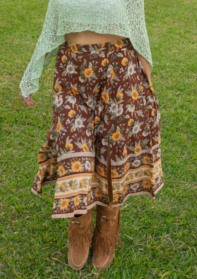 Brauner Blumen Boho Rock Midi “Happily ever after”