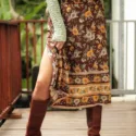 Damen Rock mit Schlitzen Herbst Winter Büro Outfit Hippie Boho Chic