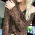 Hippie Sweater braun Chunky knit sweater Shirt longsleeve brown