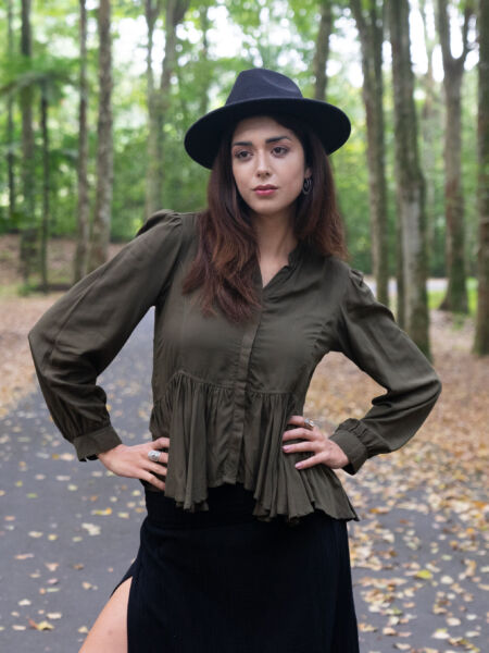 Product image Boho-Blouse-flounce-olive-military-green