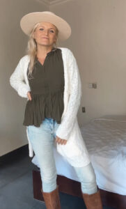 Blouses with peplum flounce blouse skinny jeans and cardigan