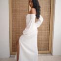 Weißes-Musselin-Damenkleid-Sommer-Ibiza-Strandkleid-Boho-Chic-Hippie-Strandhochzeitskleid