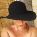 Damen Strandhut gehäkelt Handmade schwarz