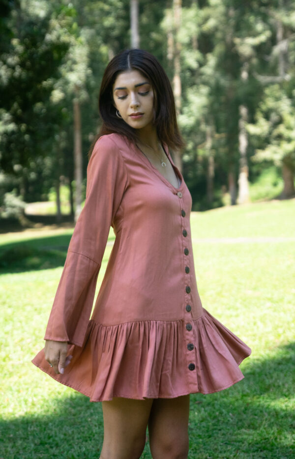 produkt bild Boho-Longsleeve-Dress-Fall-Winter-with-Buttons