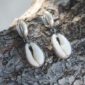 Mini Creolen Ohrringe Muschel Kauri Strand Silber