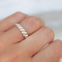 Dünner Croissant Ring Geflochtener Twisted Ring Silber