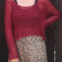 Damen-Strickpullover-Häkel-Pullover-Shirt-Top-Langarm-Rot