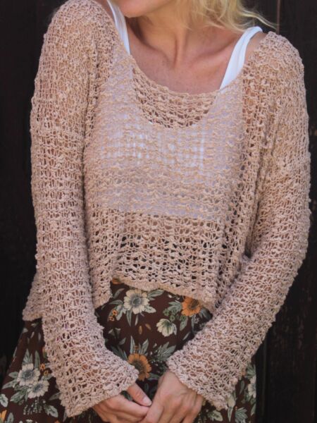 Product image Hippie-Boho-Strick-Pullover-Netz-Nude