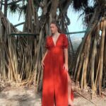 Boho-Damen-Sommerkleid-lang-mit-Knöpfen-rot-Musselin-Baumwolle