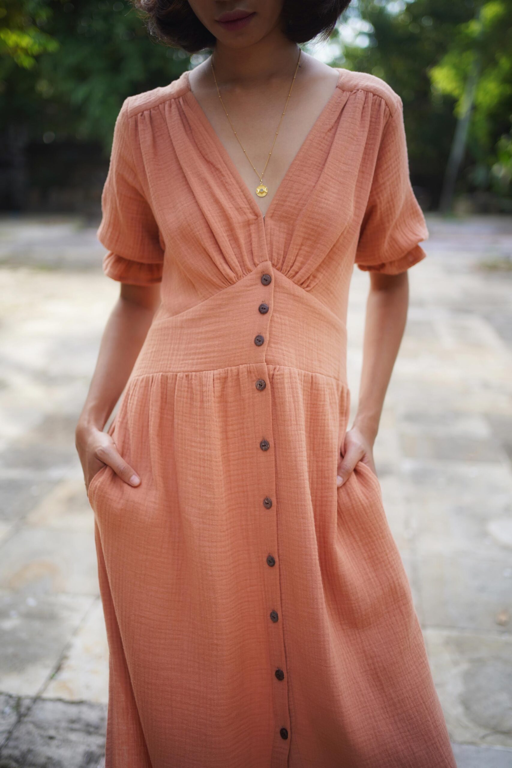 Peach boho dress best sale