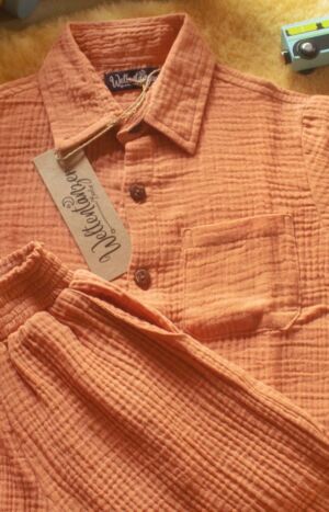 produkt bild Musselin-Baumwolle-Kinder-Shirt-Kurzarm-Peach