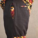Herren-Bermuda-Leinen-Hose-Shorts-schwarz-zum-Umklappen-Blumendruck