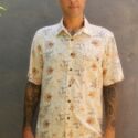 Men's Short Sleeve Beige Floral Hawaiian Shirt