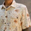 Men's Short Sleeve Summer Shirt Flowers Beige