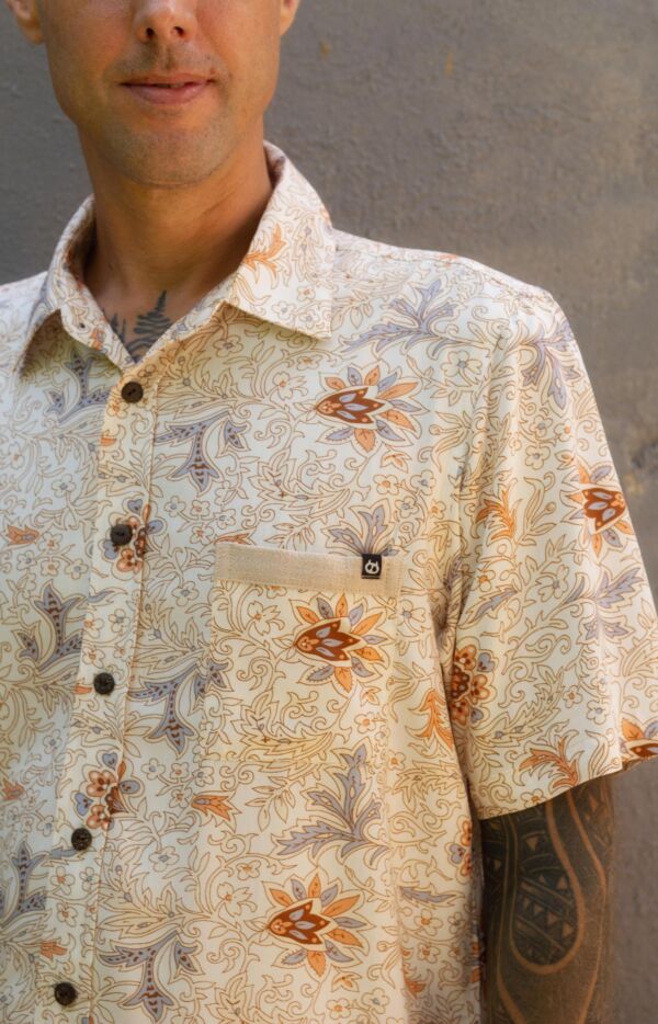 produkt bild Men's Short Sleeve Summer Shirt Flowers Beige