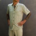 Mens-Summer-Outfut-Set-Short-sleeve-Shirt-Bermuda-pants-Floral-Linen