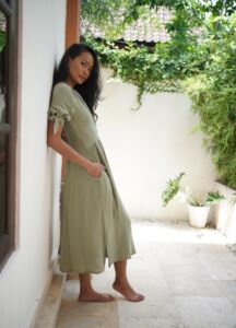 Lässiges-Damen-Sommerkleid-Kurzarm-Sage