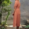 Musselin-Damen-Sommerkleid-Kurzarm-Peach