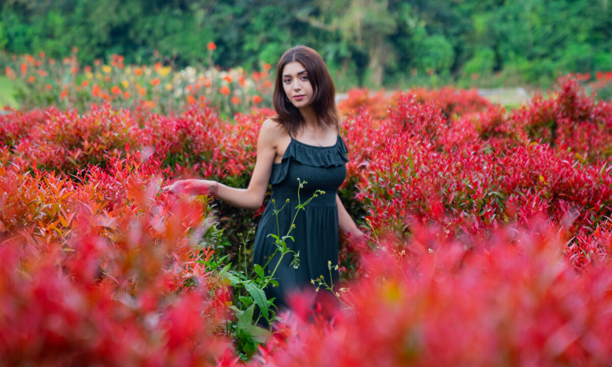 Boho Stil Damenkleid-Dunkelgrün-Landscape