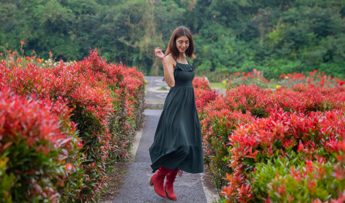 Damenkleid-lang-Flaschengrün-Landscape