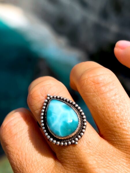 Bali Schmuck Larimar Oversize Ring Handmade