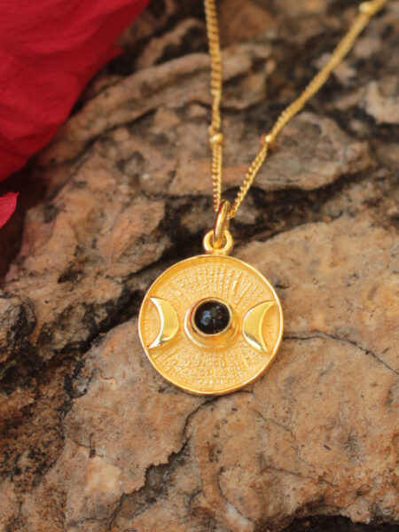 Product image Boho-Coin-Necklace-Gold-Triple-Moon-Goddess-Moon-Cicle-Symbo