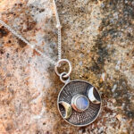 Mond-Kette-Schmuck-Boho-Halskette-Silber-Mondstein